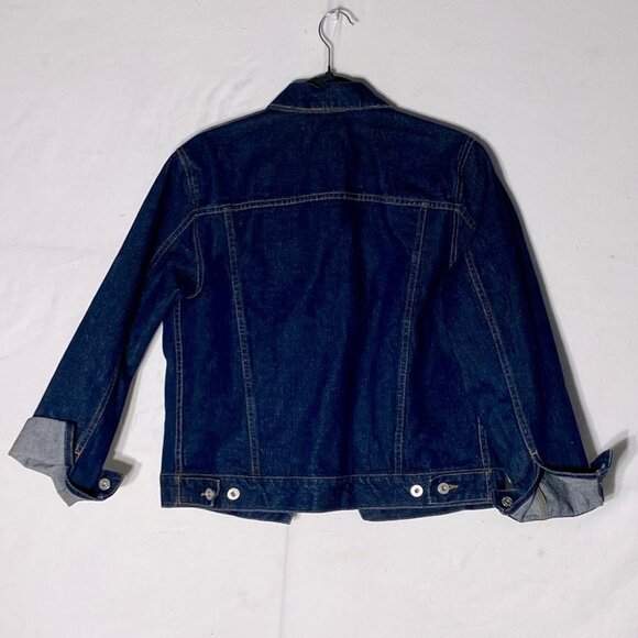 Vintage Reflect Jeans Oversized Dark Wash Button Up Denim Jean Jacket M - Picture 12 of 13